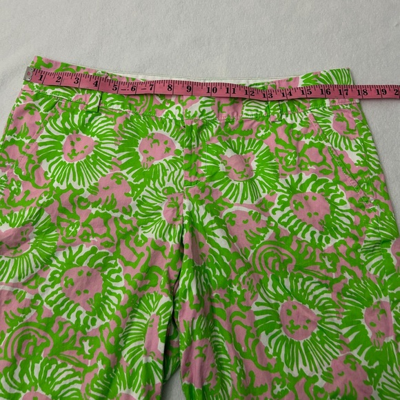 Lilly Pulitzer The Chipper Shorts Sunnyside Lion Print Green Pink Size 10 - Picture 3 of 13